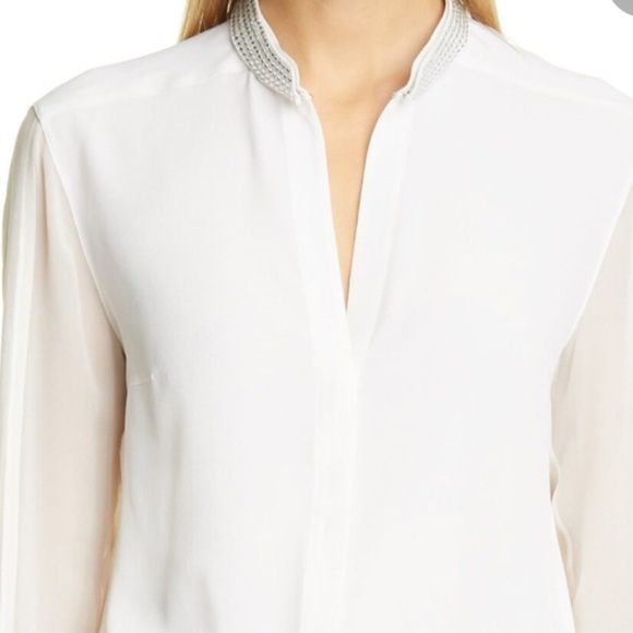 AKRIS PUNTO
Women's Crystal Embellished High/Low Blouse - Picture 2 of 9